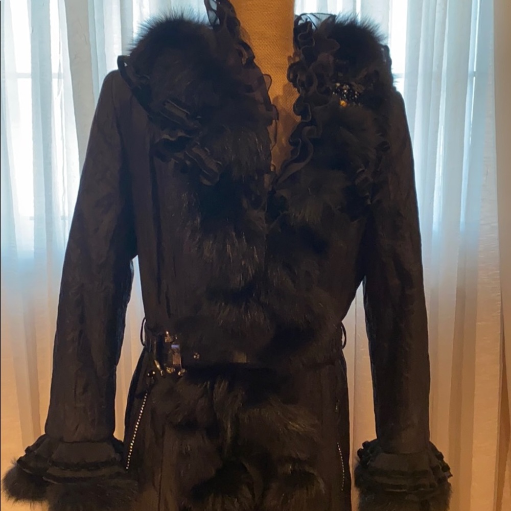 Mazzi fabulous long coat, light weight, real fur